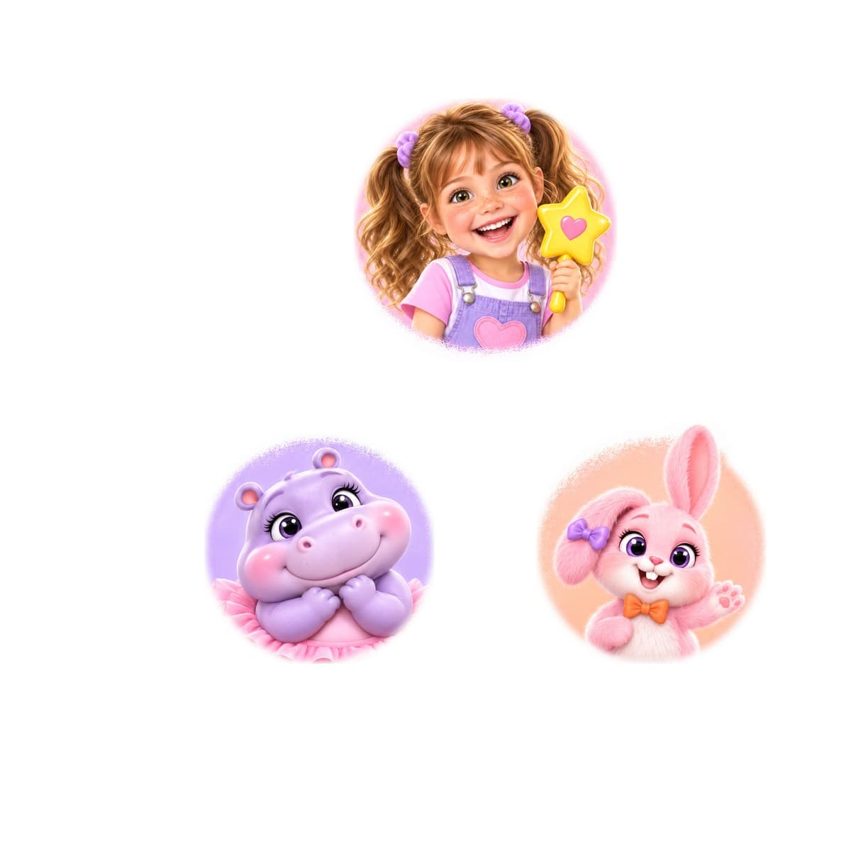 The cast of Your Child and the Hooray Mirror: Harper, Lulu, Boing