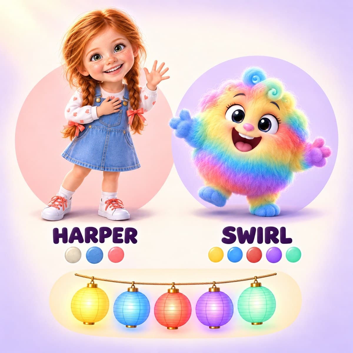 The cast of Your Child and the Mixed-Up Feelings Monster: Harper, Swirl