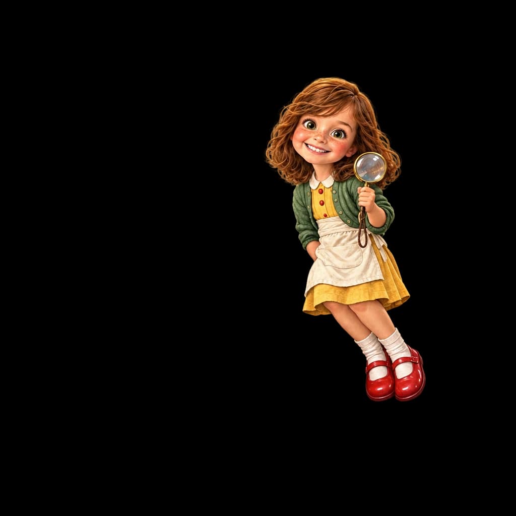 Nora, painted from a photo, as the hero of Nora and Grandma's Missing Recipe