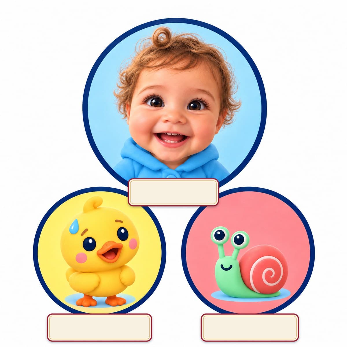 The cast of Your Child and the Duck Who Wouldn't Splash: Remi, Puddle, Dot