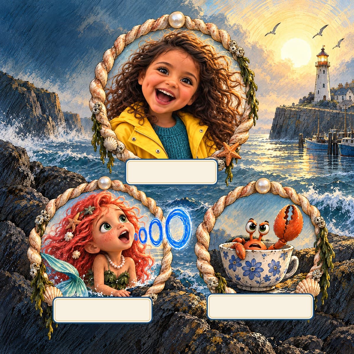 The cast of Your Child and the Mermaid's Lost Song: Sofia, Marina, Pinch