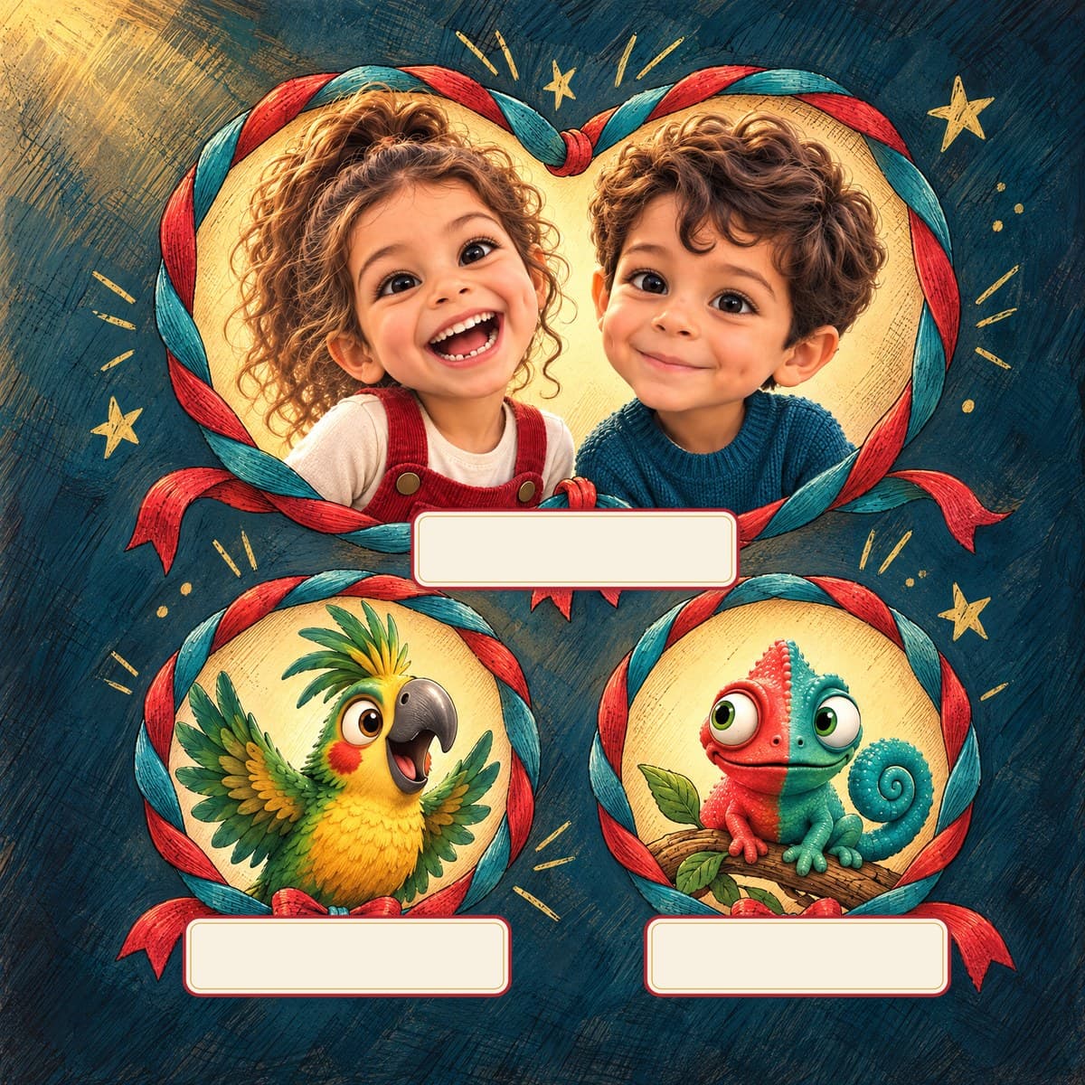 The cast of Your Child and Their Twin: Two of a Kind: Zoe, Max, Echo, Dot