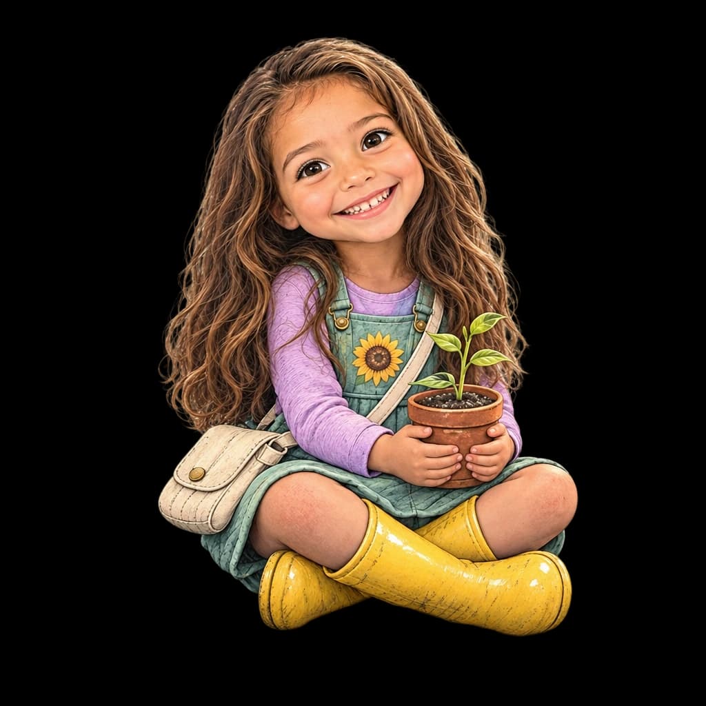 Ella, painted from a photo, as the hero of Ella and the Lost Rain