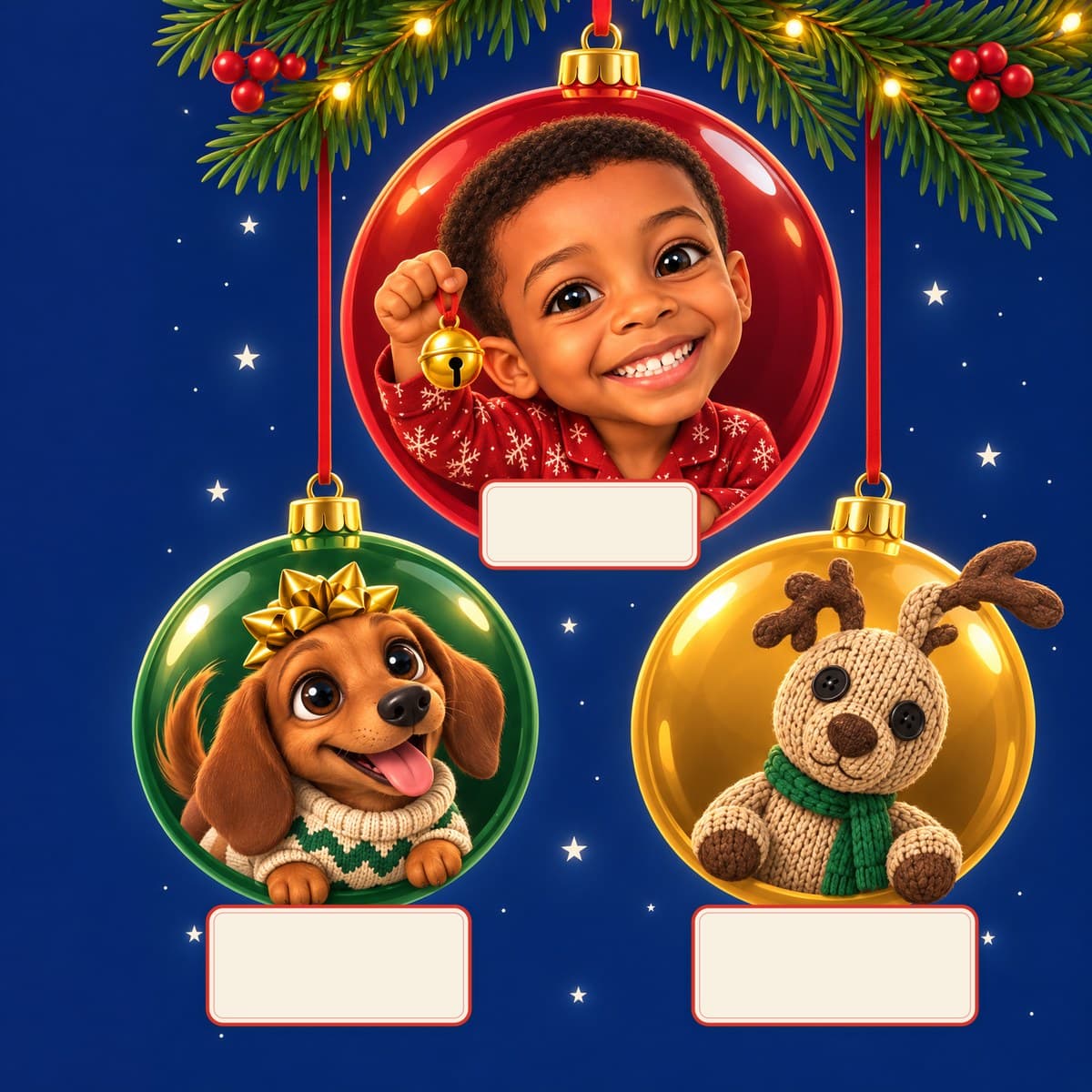 The cast of Your Child and the Santa Trap: Hugo, Biscuit, Pickle