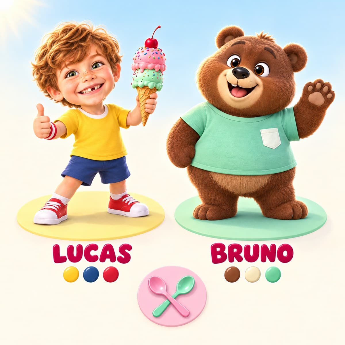 The cast of Your Child and the Big Melty Maybe: Lucas, Bruno