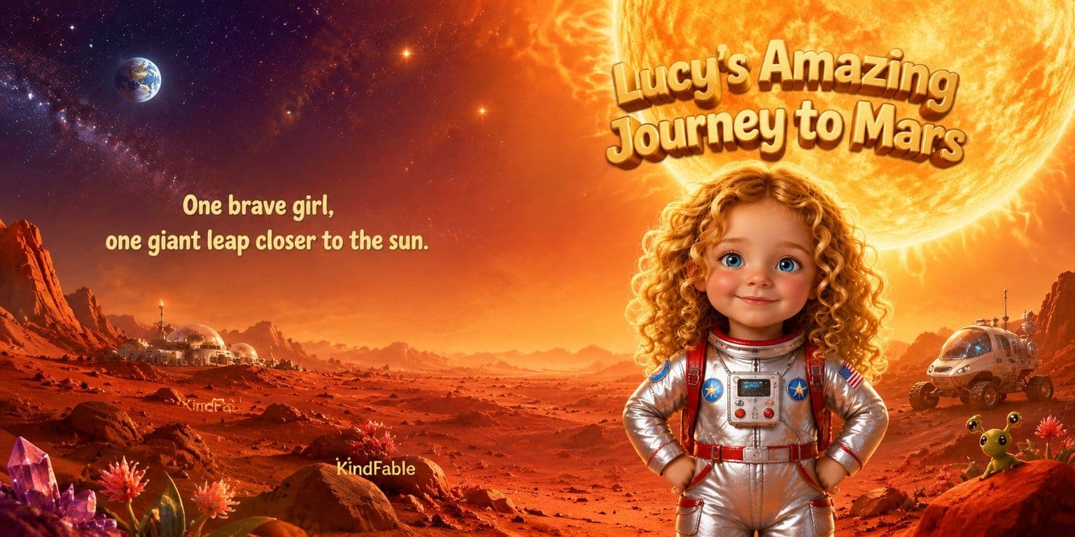Cover of “Lucy's Amazing Journey to Mars”, a personalized storybook by KindFable