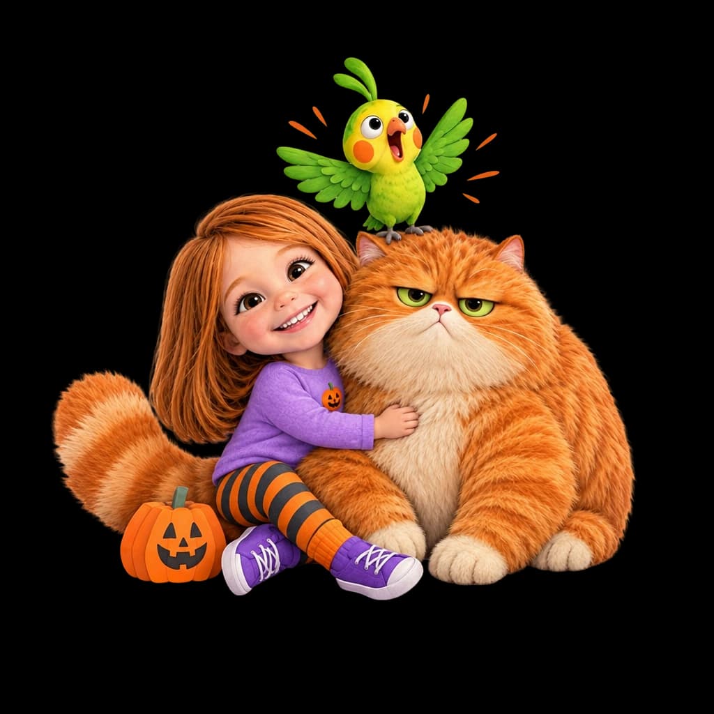 Mia, painted from a photo, as the hero of Mia and the Wobbly Halloween